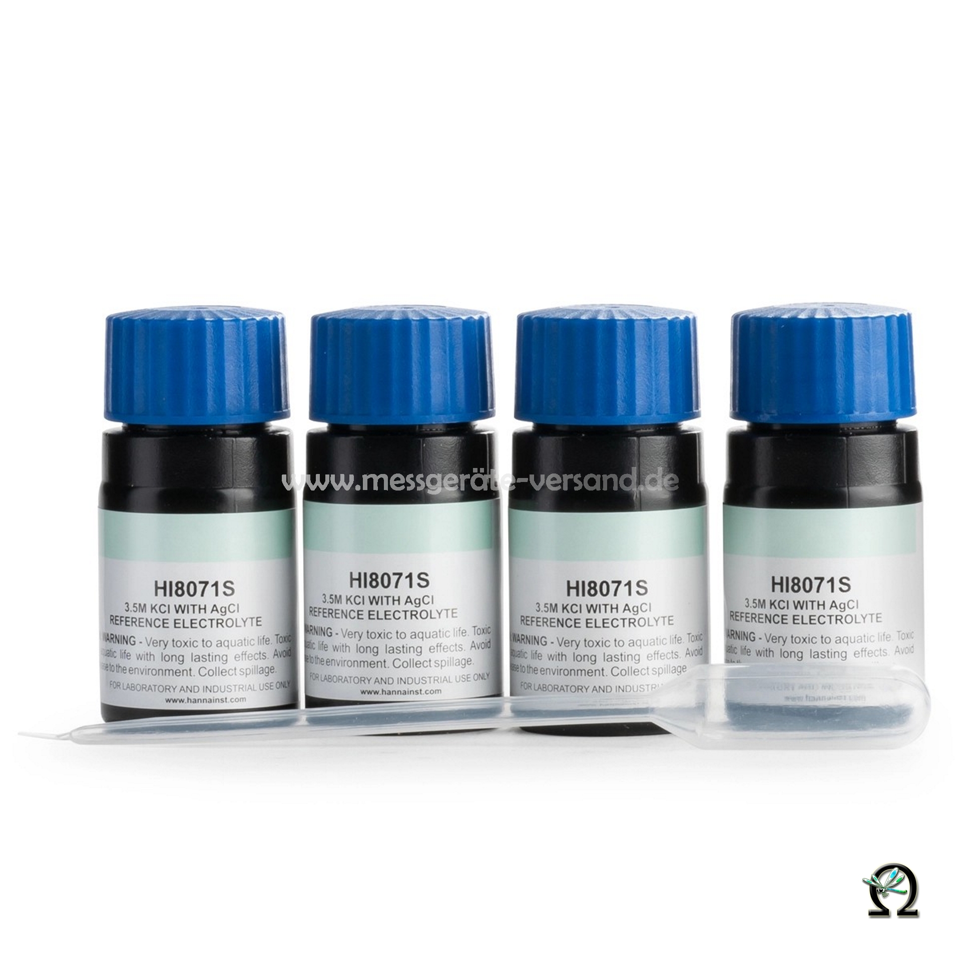 Hanna Elektrolytlösung HI8071 3,5 M KCl + AgCl in lichtdichten Flaschen, 4× 30mL Hanna Elektrolytlösung HI8071 3,5 M KCl + AgCl in lichtdichten Flaschen, 4× 30mL