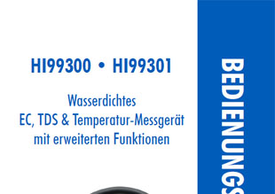 Die Bedienungsanleitung in deutsch von dem Hanna Leitfähigkeits- und TDS-Messgerät HI99300, bis 3999 µS/cm als PDF-Datei zum Herunterladen und ausdrucken.