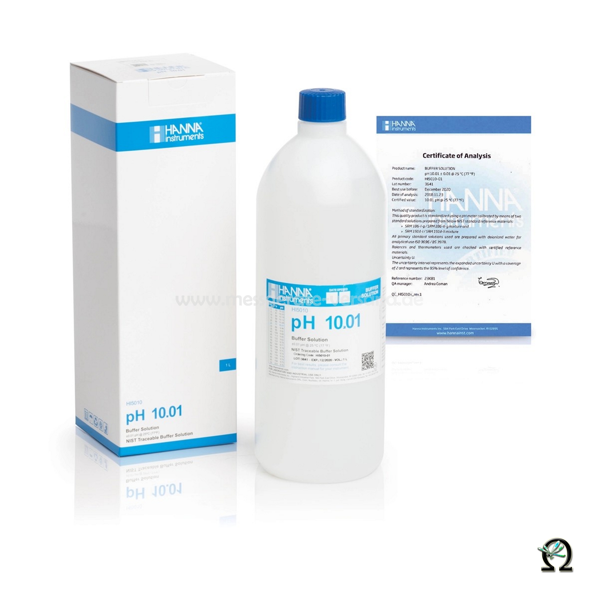 Hanna Pufferlösung HI5010 pH 10,01 mit Analysezertifat in der 1 Liter Flasche Hanna Pufferlösung HI5010 pH 10,01 mit Analysezertifat in der 1 Liter Flasche