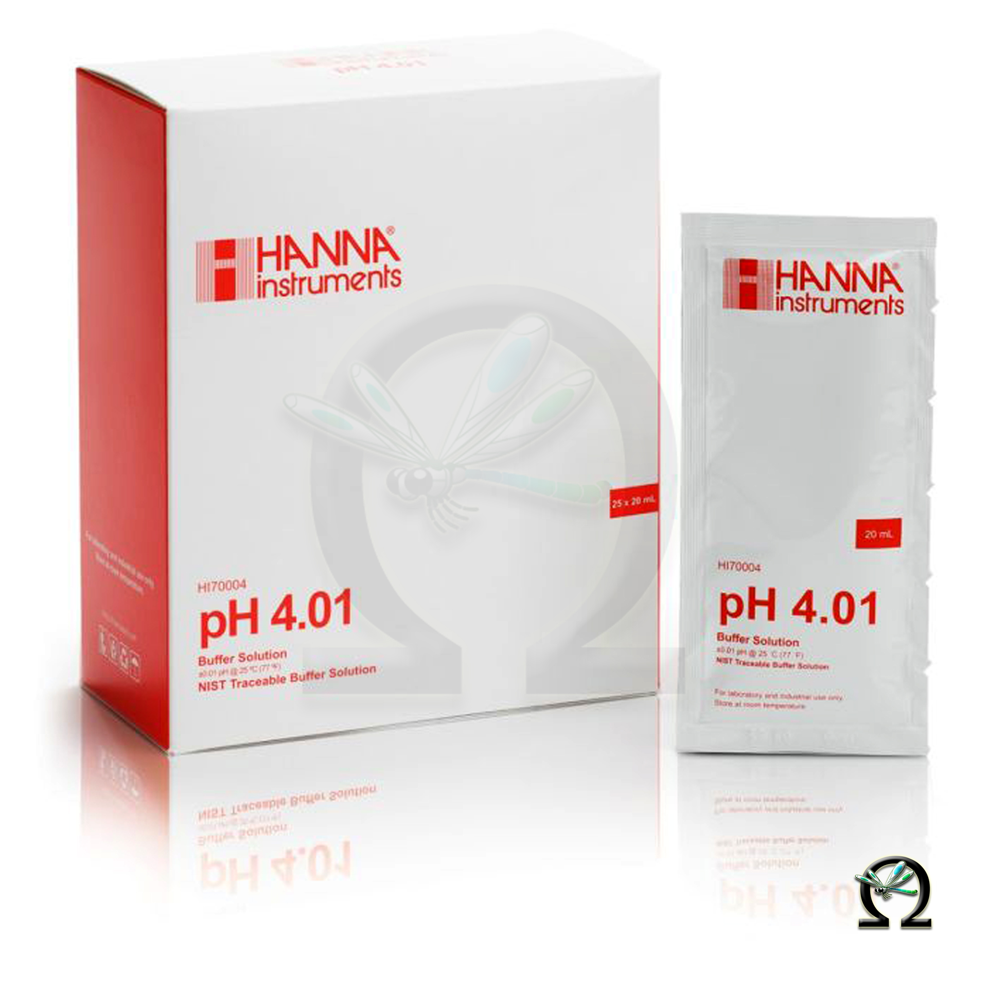 HI70004P Hanna Pufferlösung pH 4,01 25× Portionsbeutel im Karton à 25 Stück