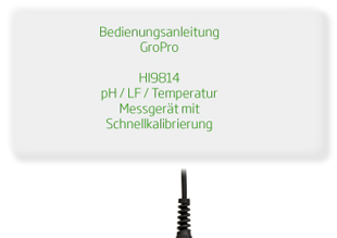 HI9814 Hanna pH-/Leitfähigkeits-/TDS-/ºC-Messgerät GroLine, Bedienungsanleitung in deutsch als PDF-Datei zum herunterladen und ausdrucken.