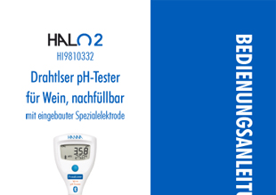  Die Bedienungsanleitung in deutsch von dem HALO2 Drahtlosen pH-Tester HI9810332 für Wein als PDF-Datei zum herunterladen und ausdrucken.