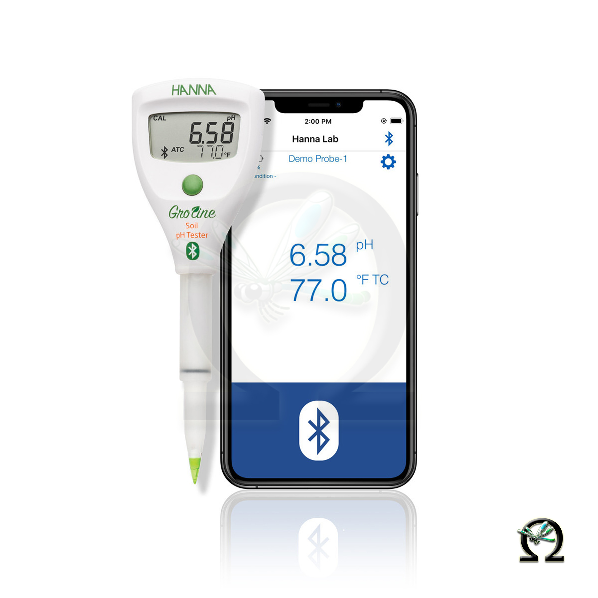 HI9810302 HALO2 Drahtloser pH-Tester für Messungen in Boden und Erde mit Bluetooth, Smartgerät nicht im Lieferumfang enthalten