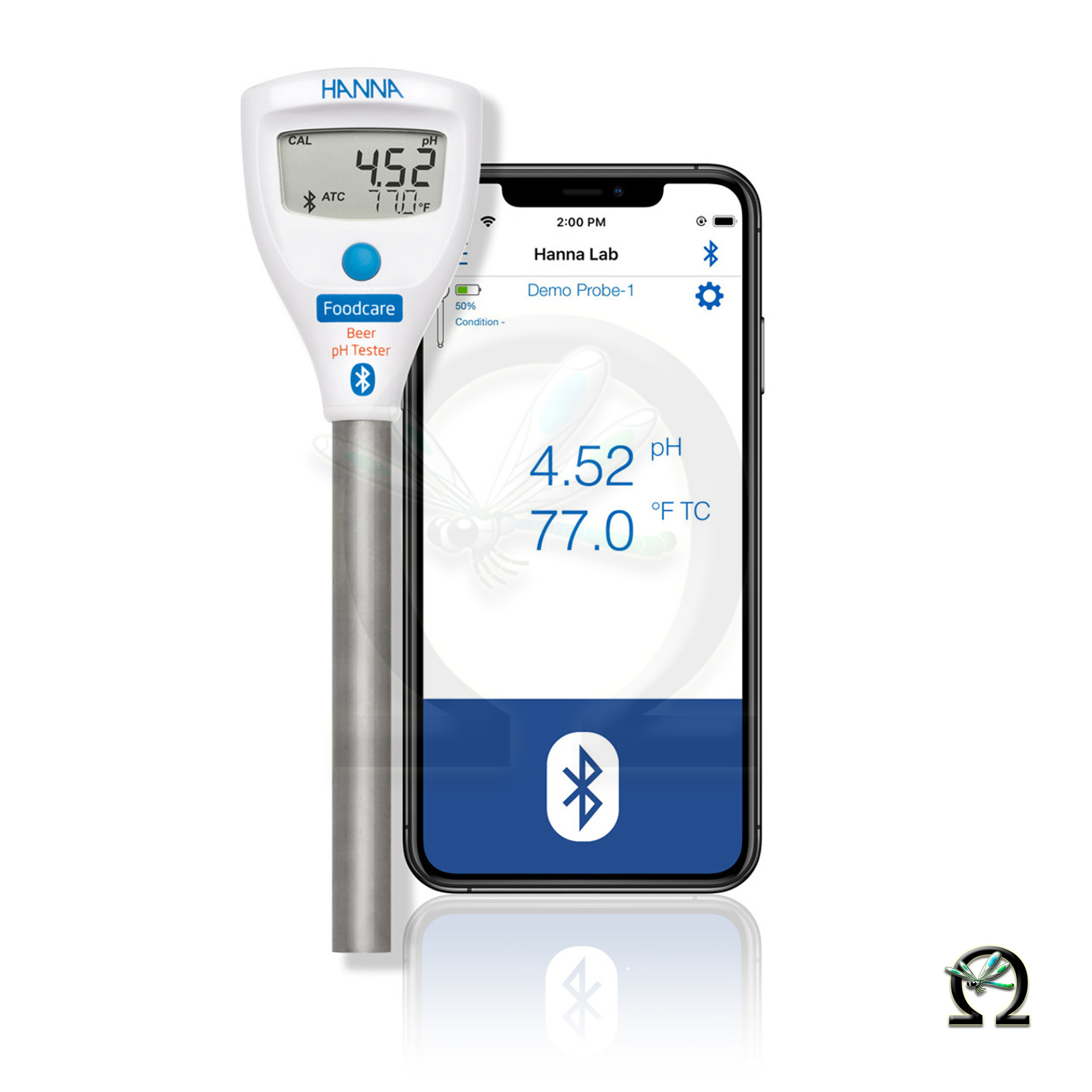 HI9810312 HALO2 Drahtloser pH-Tester für Bier mit Bluetooth, Smartgerät nicht im Lieferumfang enthalten