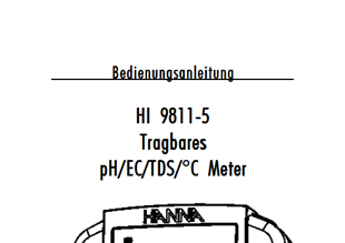 Hanna Multiparameter-Handmessgerät HI9811-5, bis 6000 µS/cm, Bedienungsanleitung deutsch als PDF-Datei zum herunterladen und ausdrucken.