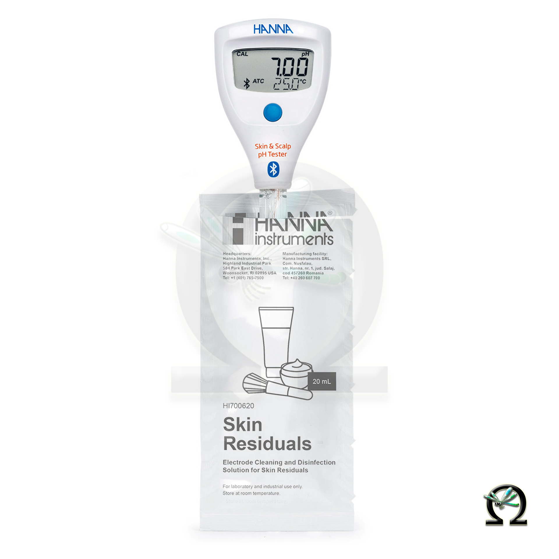 Der HI9810372 HALO2 Drahtloser pH-Tester für Messungen auf der Haut mit Bluetooth lässt sich leicht reinigen