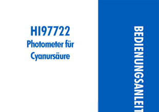 Die Bedienungsanleitung für das Hanna Kompakt-Photometer HI97722 für  Cyanursäure 0-80 mg/L als PDF zum herunterladen und ausdrucken