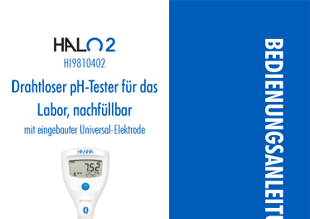 Die Bedienungsanleitung in deutsch von dem HALO2 Drahtlosen pH-Tester HI9810402 als PDF-Datei zum herunterladen und ausdrucken.