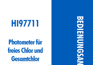 Die Bedienungsanleitung in deutsch für das Hanna Kompakt-Photometer HI97711 für Chlor Frei & Gesamt  0,00 bis 5,00 mg/L als PDF zum herunterladen und ausdrucken