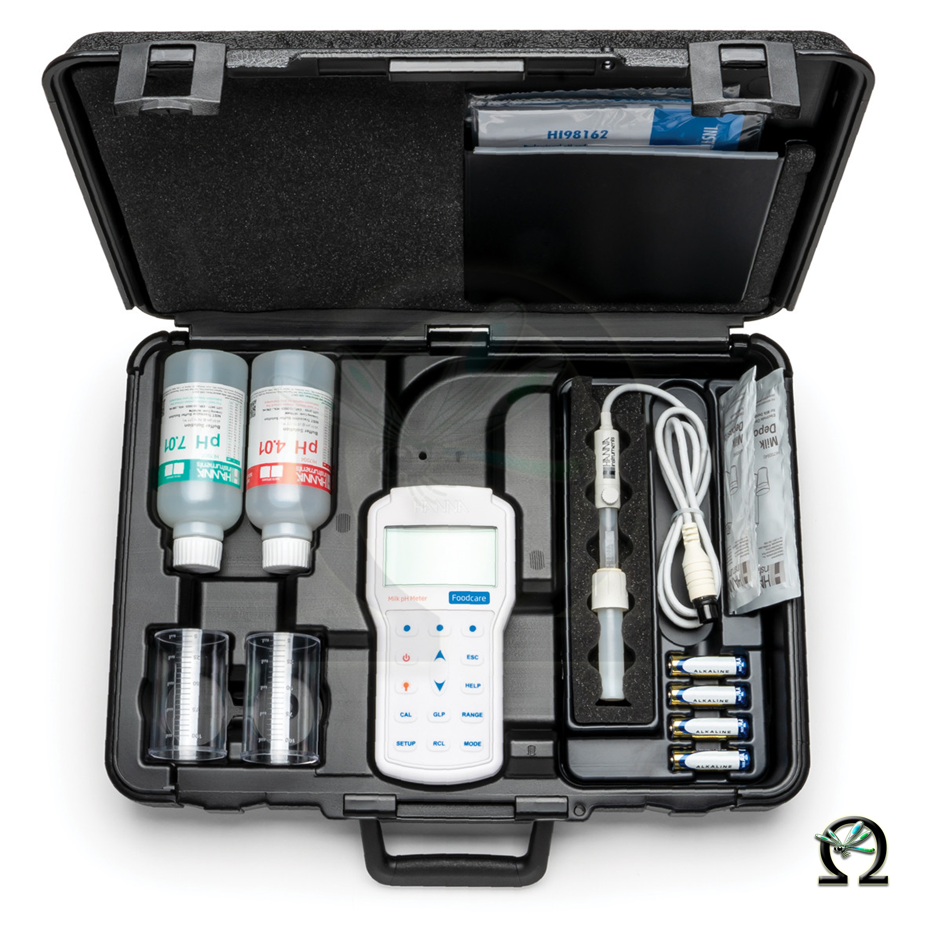 HI98162 Professionelles Hanna pH-Handmessgerät für Milch mit nützlichem Zubehör im Koffer