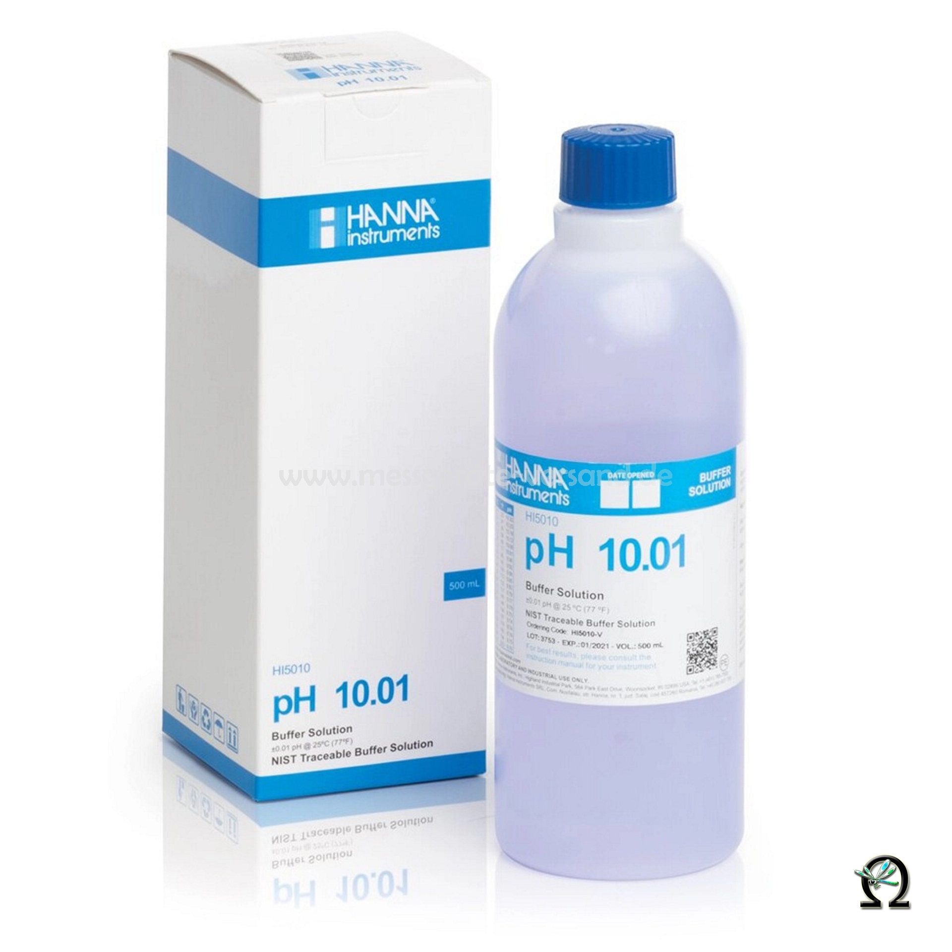 Hanna Pufferlösung HI5010 pH 10,01 farbcodiert mit Analysezertifat in der 500mL Flasche Hanna Pufferlösung HI5010 pH 10,01 farbcodiert mit Analysezertifat in der 500mL Flasche