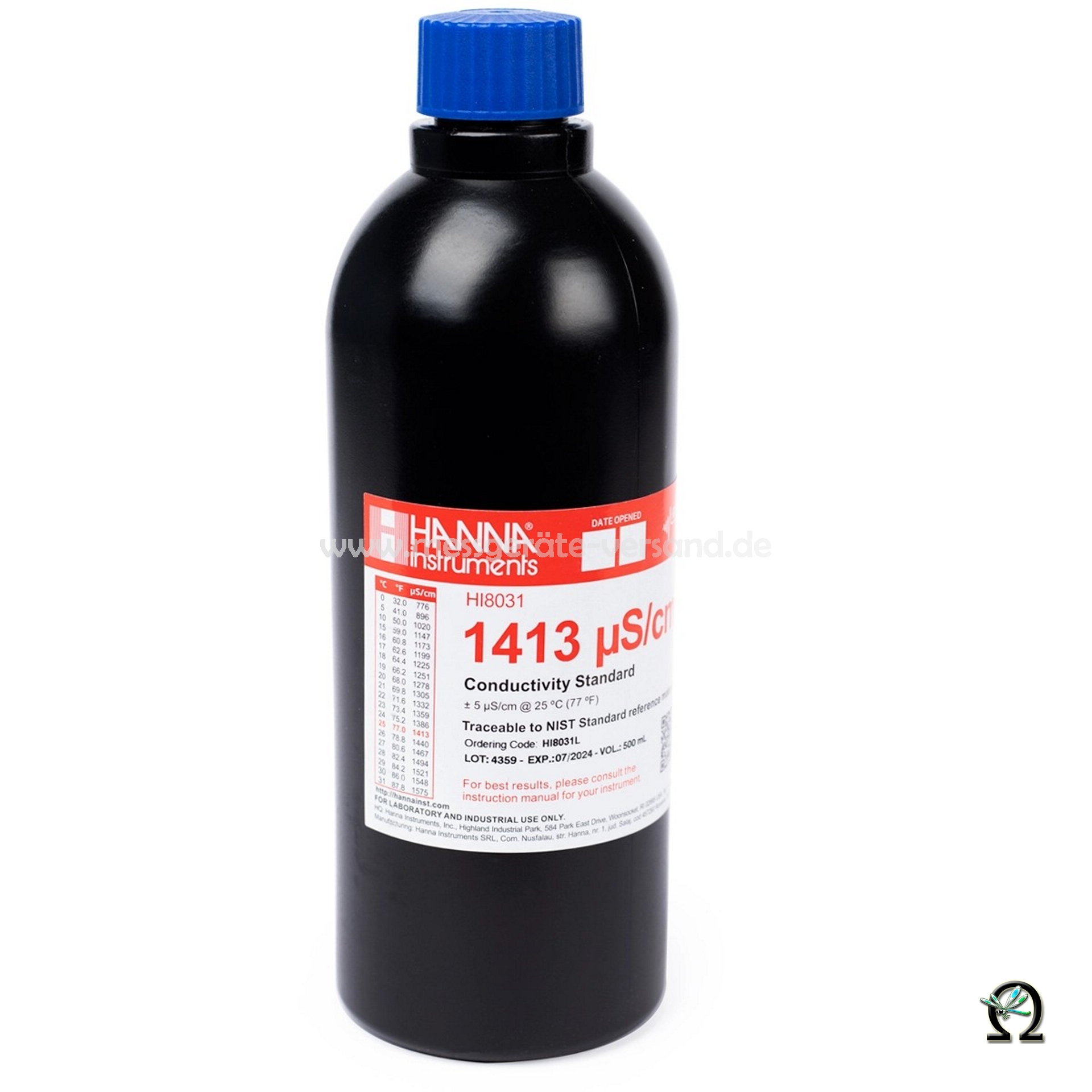 Hanna EC-Kalibrierlösung HI8031 1413 µS/cm in lichtdichter 500 mL-Flasche Hanna EC-Kalibrierlösung HI8031 1413 µS/cm in lichtdichter 500 mL-Flasche