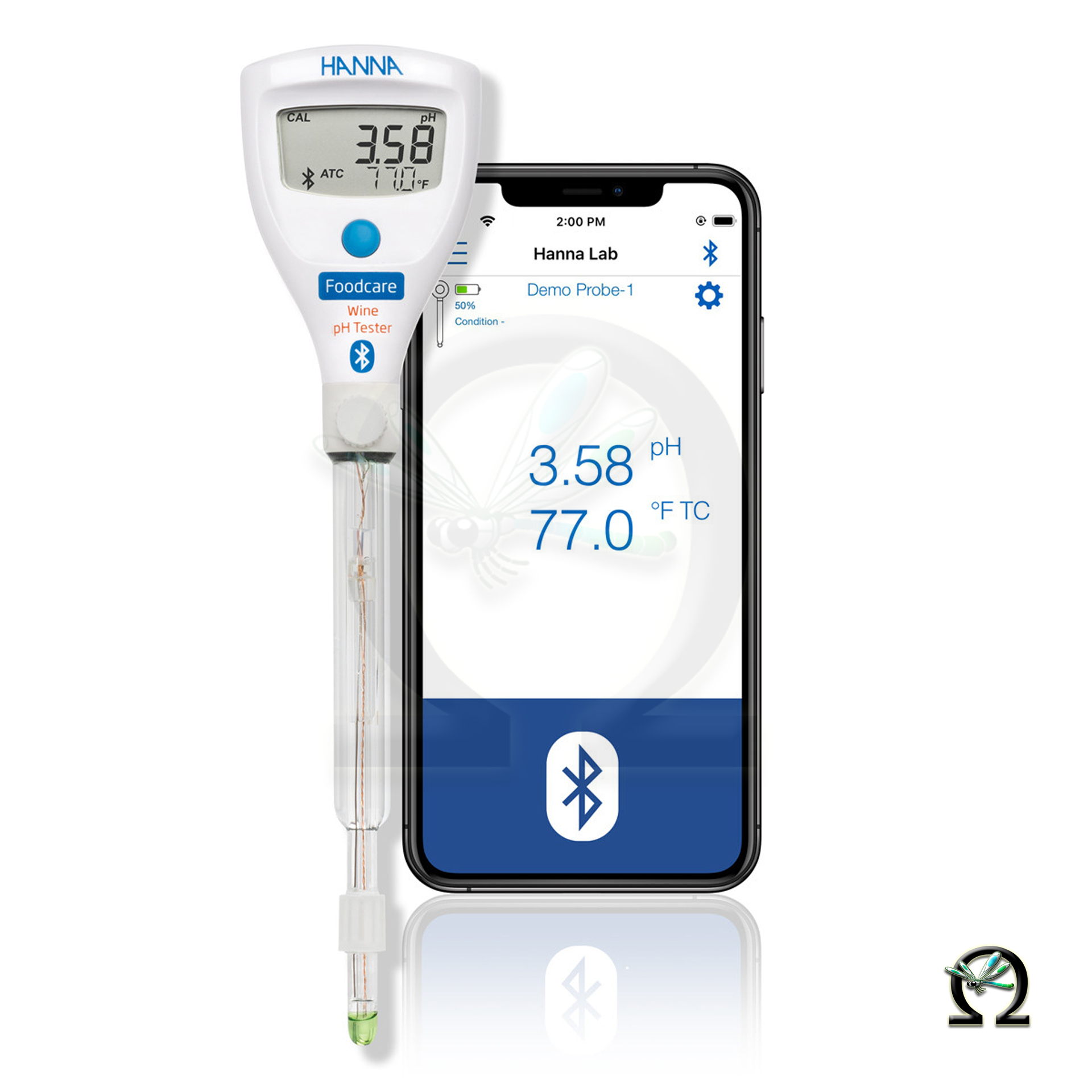 HI9810332 HALO2 Drahtloser pH-Tester für Wein mit Bluetooth, Smartgerät nicht im Lieferumfang enthalten