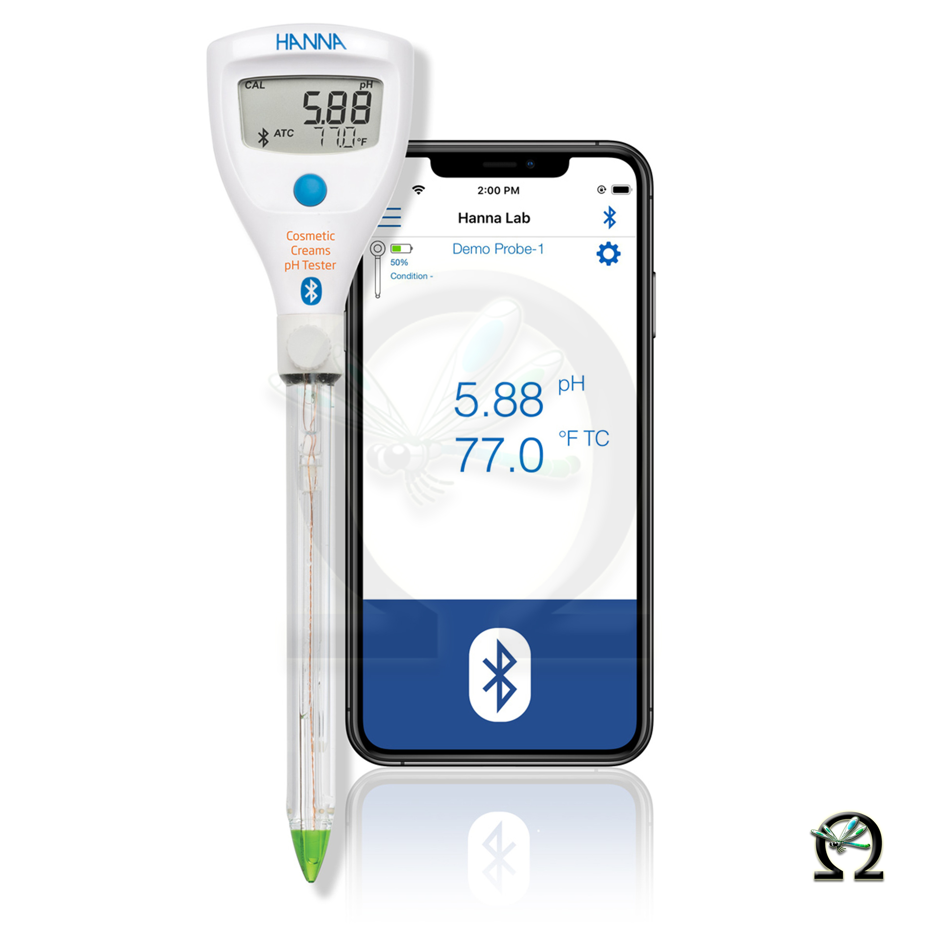 HALO2 Drahtloser pH-Tester HI9810432 für kosmetische Cremes mit Bluetooth, Smartgerät nicht im Lieferumfang enthalten