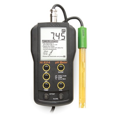 Hanna pH-/Redox/°C-Messgerät HI8314 mit pH-Elektrode HI1217D