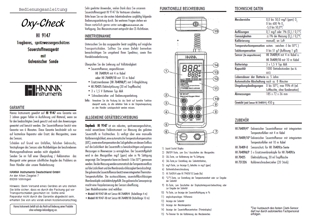 Die Bedienungsanleitung für das Hanna Sauerstoffmessgerät HI9147 als PDF-Datei zum herunterladen und ausdrucken