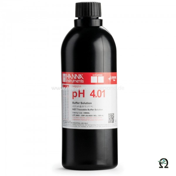 Hanna Pufferlösung HI8004 pH 4,01 in lichtdichter 500 mL Flasche
