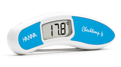 Hanna Pocket Thermometer Checktemp® 4 EN 13485 zertifiziert blau, für rohen Fisch