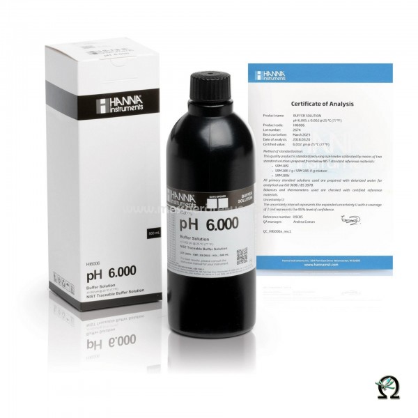 Hanna Pufferlösung HI6006 pH 6,000 in Premiumqualität in der 500 mL Flasche
